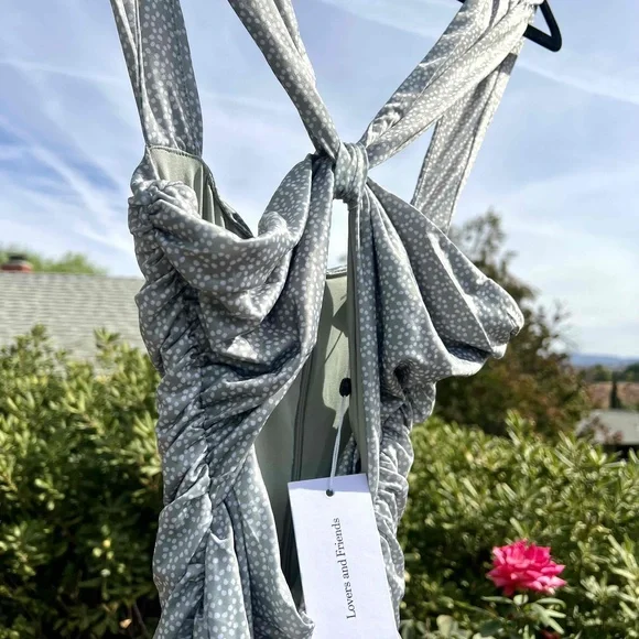 Lovers And Friends Maysen Dress Sage One Shoulder Cutout Mini Size XS fits S NWT - Picture 6 of 7